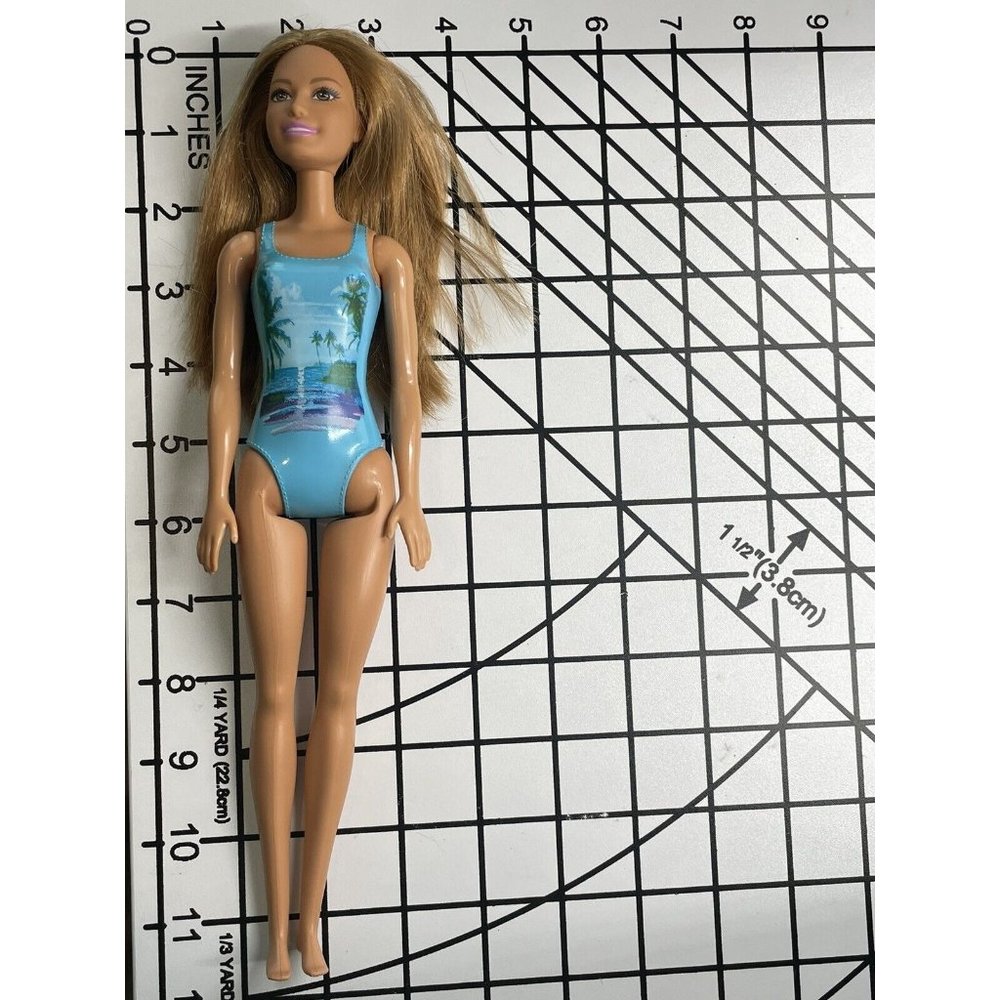 Summer Beach Tan Barbie Doll Blue Swimsuit - Picture 11 of 11